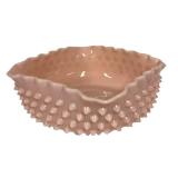 E2 - Vintage Fenton Rose Pastel Hobnail Square Bowl , 1954-57