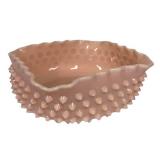 E2 - Vintage Fenton Rose Pastel Hobnail Square Bowl , 1954-57