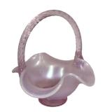 E1 - Vintage Fenton Stretch Glass Basket - Iridescent Pink