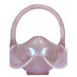E1 - Vintage Fenton Stretch Glass Basket - Iridescent Pink