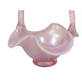 E1 - Vintage Fenton Stretch Glass Basket - Iridescent Pink