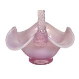 E1 - Vintage Fenton Stretch Glass Basket - Iridescent Pink