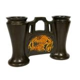 L3 - Antique Roseville Pottery Rosecraft Panel Bud Vase - 1920