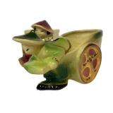 B2 - Shawnee Rickshaw Planter Set of 3 - Asian Themed Man Pulling Cart, Vintage 1940s