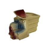 B2 - Shawnee Rickshaw Planter Set of 3 - Asian Themed Man Pulling Cart, Vintage 1940s