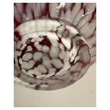 E2 - Vintage Fenton Cranberry Glass Vase - 8in - Ruffled Top Bulb Body