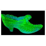 M2 - Fenton Uranium Glass Slipper - Vintage