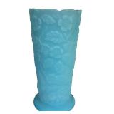 E2 - Fenton Blue Satin 8in Vase - 1974-1975