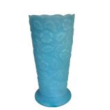 E2 - Fenton Blue Satin 8in Vase - 1974-1975