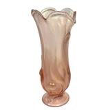E1 - Fenton Ocean Waves Stretch Vase - Opalescent Pink Glass