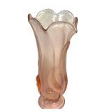 E1 - Fenton Ocean Waves Stretch Vase - Opalescent Pink Glass