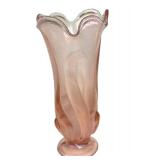 E1 - Fenton Ocean Waves Stretch Vase - Opalescent Pink Glass