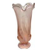 E1 - Fenton Ocean Waves Stretch Vase - Opalescent Pink Glass