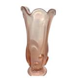 E1 - Fenton Ocean Waves Stretch Vase - Opalescent Pink Glass