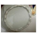 M2 - Antique Porcelain Sugar Caddy & Creamer - Floral Design, 5.5 Inches, Unmarked