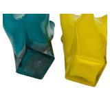 M2 - Hand Blown Art Glass Vases -Teal & Yellow