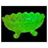 M3 - Candy Dish - Vintage Uranium Glass Footed