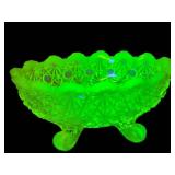 M3 - Candy Dish - Vintage Uranium Glass Footed