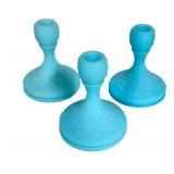 E3 - Fenton Blue Satin Glass Candle Holders (Lot of 3) - Vintage 1974-75