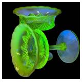 M3 - Northwood Diamond Spearhead Jelly Compotes Pair - Antique Glass