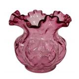 E3 - Fenton Diamond-Optic Cranberry Glass Vase (1940s-50s)
