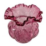 E3 - Fenton Diamond-Optic Cranberry Glass Vase (1940s-50s)