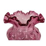 E3 - Fenton Diamond-Optic Cranberry Glass Vase (1940s-50s)
