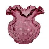 E3 - Fenton Diamond-Optic Cranberry Glass Vase (1940s-50s)