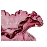 E3 - Fenton Diamond-Optic Cranberry Glass Vase (1940s-50s)