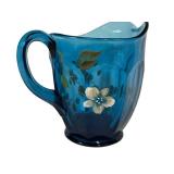L3 - Vintage Fenton Art Glass Hand-Painted Blue Pitcher- Signed