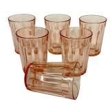 C4 - Vintage Anchor Hocking Old Cafe Pink Depression Glass Tumblers (Lot of 6)