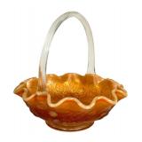 C2 - Fenton Basket - Golden Carnival Glass, Vintage 1977