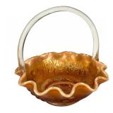 C2 - Fenton Basket - Golden Carnival Glass, Vintage 1977