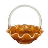 C2 - Fenton Basket - Golden Carnival Glass, Vintage 1977