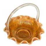 C2 - Fenton Basket - Golden Carnival Glass, Vintage 1977