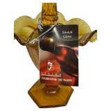 C2 - Fenton Vintage Stretch Glass Amber Hand Painted Basket