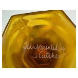 C2 - Fenton Vintage Stretch Glass Amber Hand Painted Basket