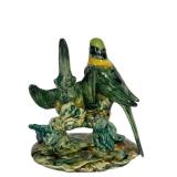 N1 - Vintage Stangl Pottery Birds Ceramic Figurine - Green & Yellow Parrots On Rock Base