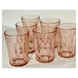 C4 - Vintage Anchor Hocking Old Cafe Pink Depression Glass Tumblers (Lot of 6)