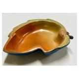 F2 - Vintage Roseville Pine Cone Candy Dish - Vintage Ceramic Leaf Bowl