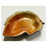 F2 - Vintage Roseville Pine Cone Candy Dish - Vintage Ceramic Leaf Bowl