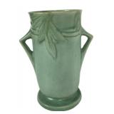 K3 - Roseville Velmos II Vase, Vintage 1935 Green Glaze Ceramic