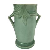 K3 - Roseville Velmos II Vase, Vintage 1935 Green Glaze Ceramic