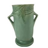 K3 - Roseville Velmos II Vase, Vintage 1935 Green Glaze Ceramic