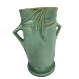 K3 - Roseville Velmos II Vase, Vintage 1935 Green Glaze Ceramic