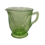 M3 - Federal Glass Co Vaseline Glass Georgian Lovebirds Cream & Sugar Set - 1931-1935