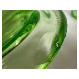 M3 - Federal Glass Co Vaseline Glass Georgian Lovebirds Cream & Sugar Set - 1931-1935