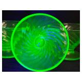M4 - Vintage Hocking Glass Spiral Uranium Sherbet Dishes 4 (Lot of 5)