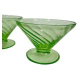 M4 - Vintage Hocking Glass Spiral Uranium Sherbet Dishes 4 (Lot of 5)