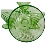 M4 - Vintage Hocking Glass Spiral Uranium Sherbet Dishes 4 (Lot of 5)